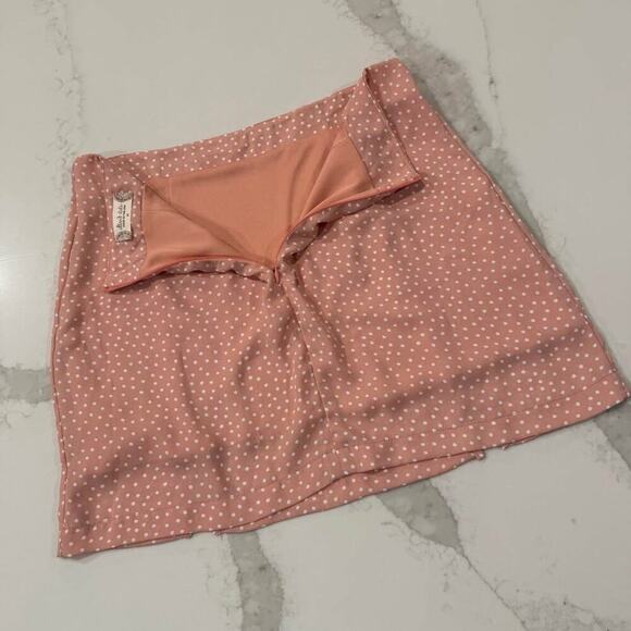 Altar’d State Polka Dot Mini Skirt Women's Medium Pink/White Split Hem Coquette - Picture 6 of 7